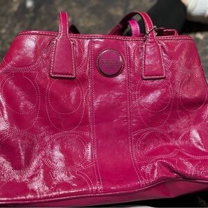 Coach Fuchsia Leather Tote Bag